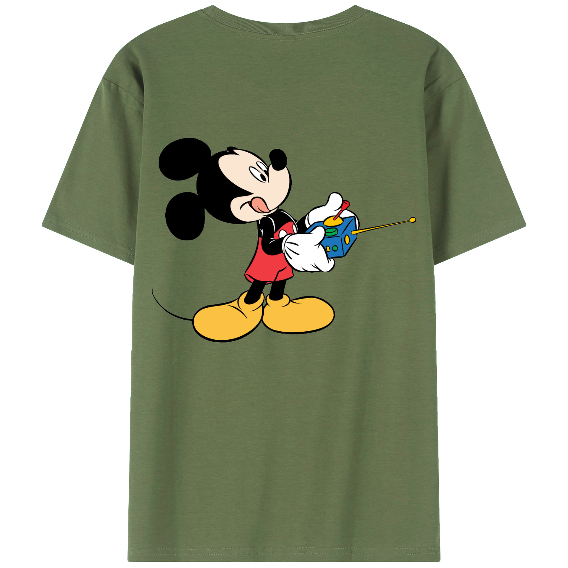 ミッキーマウス Mickey Mouse 綿100％ メンズ半袖Tシャツ（バックプリント） 通気性